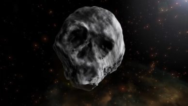 Ilustração artística do “asteroide caveira”