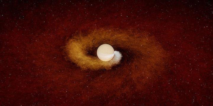 Imagem mostra representação de estrela engolindo planeta