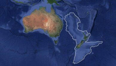 A Zelândia tem uma superfície de cerca 5 milhões de quilômetros quadrados