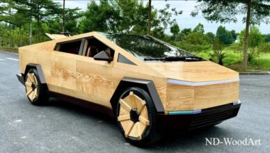 Réplica de madeira do Tesla Cybertruck